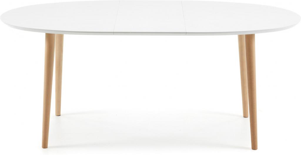 LaForma Esstisch Oqui Weiß / Naturell Oval Ausziehbar 140